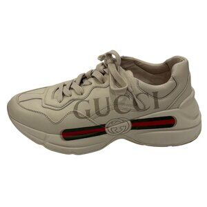 $1090 Gucci ivory rhython sneakers size 8/38